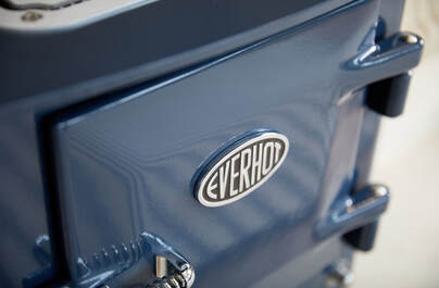Everhot stove in Marine Blue