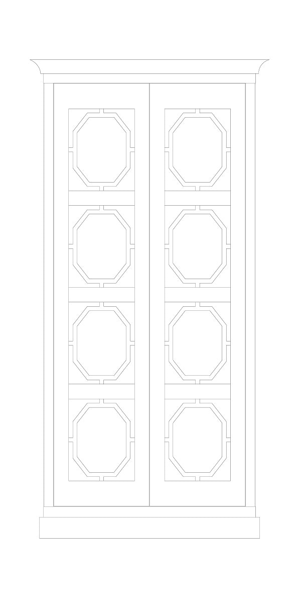Wardrobe doors with hexagonal design feature