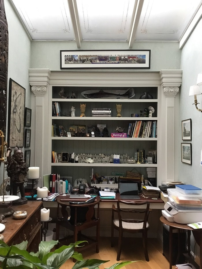 Bespoke bookcases and desk area by Christopher Howard