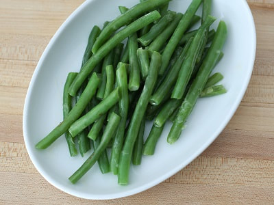 Green beans cooked for Aubergine, Green Bean & Feta SaladSalad