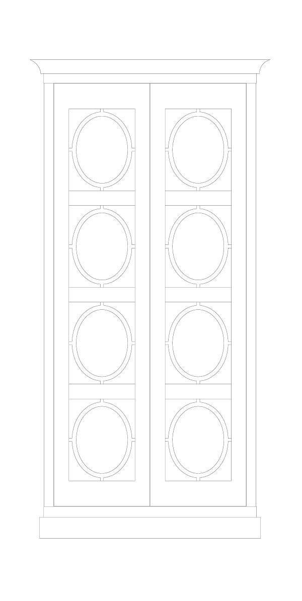 Mirrored wardrobe door with oval feature detail